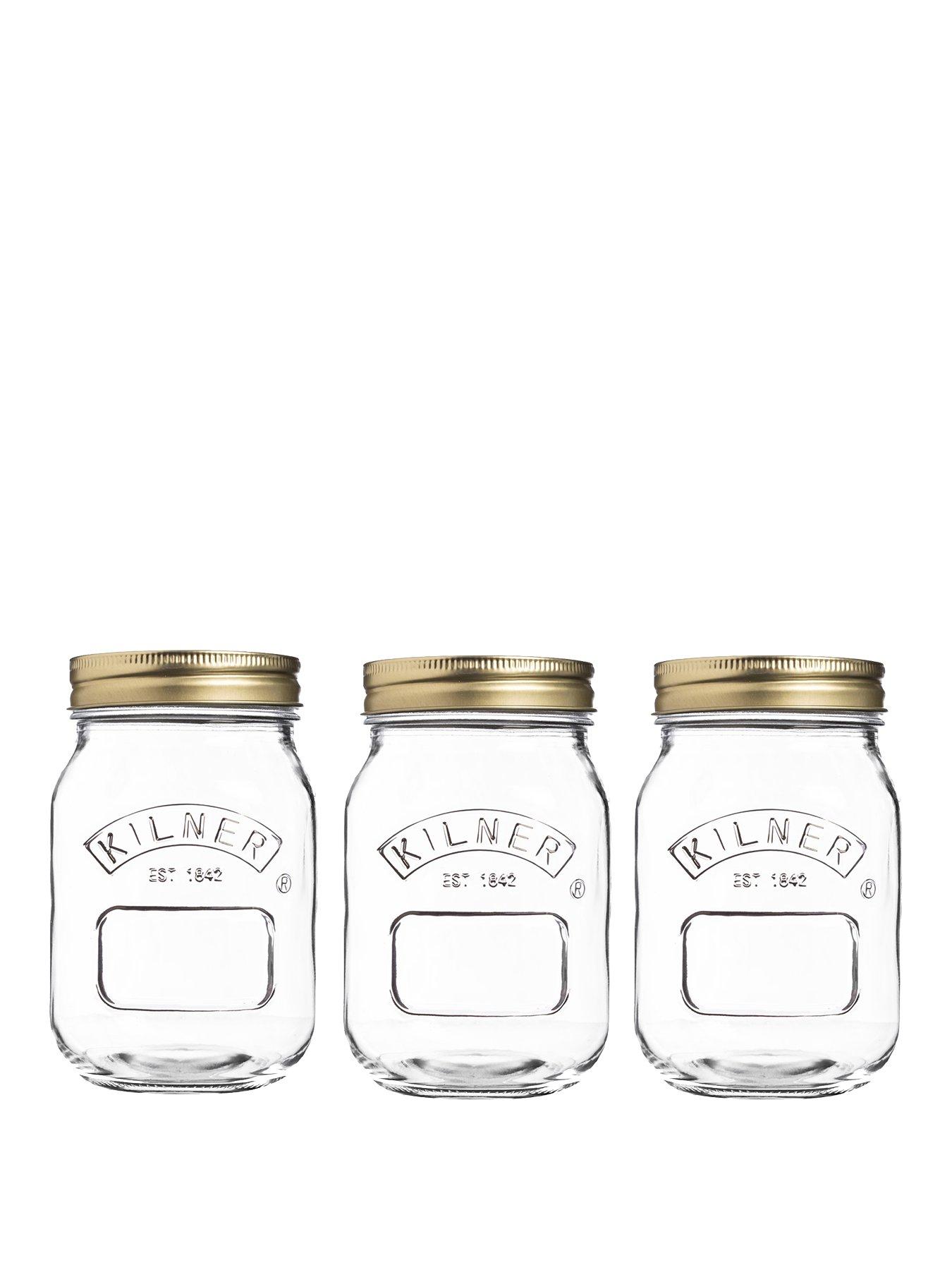 Product photograph of Kilner Set Of 3 0 5-litre Screw Top Preserve Jars from very.co.uk