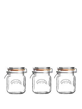 Product photograph of Kilner Set Of 3 1-litre Clip Top Jars from very.co.uk