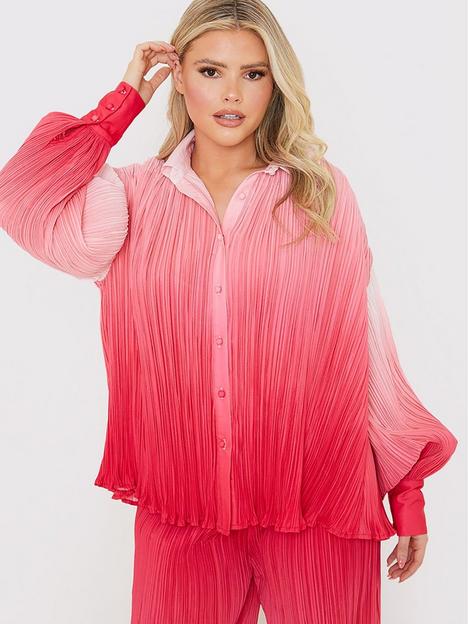 in-the-style-charlotte-greedy-red-ombre-plisse-shirt