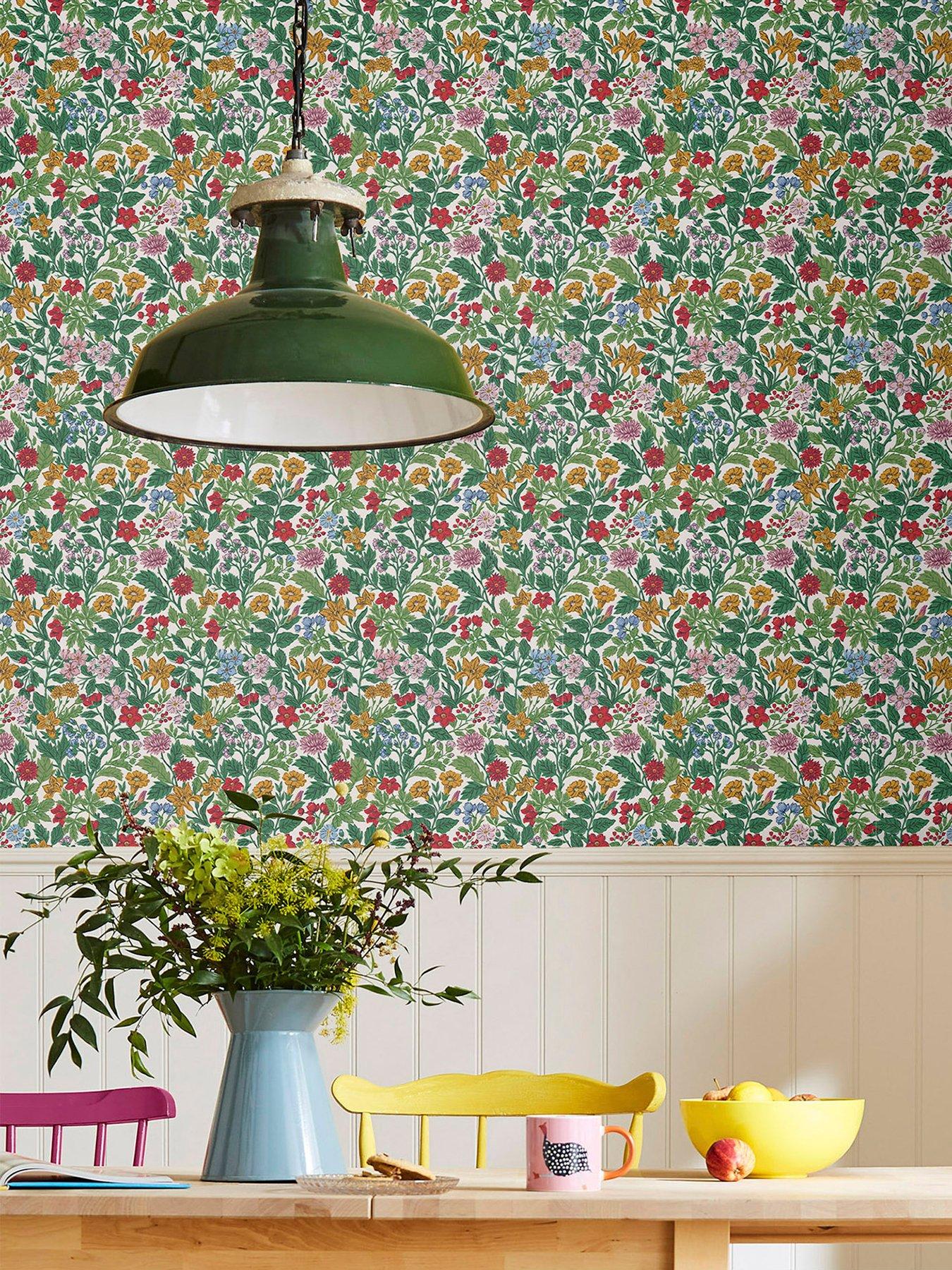 Product photograph of Joules Arts And Craft Floral Rainbow Wallpaper from very.co.uk