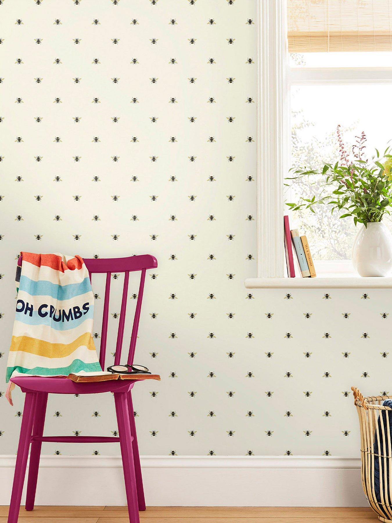 Product photograph of Joules Botanical Bee Wallpaper from very.co.uk