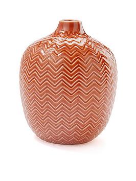 Product photograph of Zig Zag Ceramic Vase - Terracotta from very.co.uk