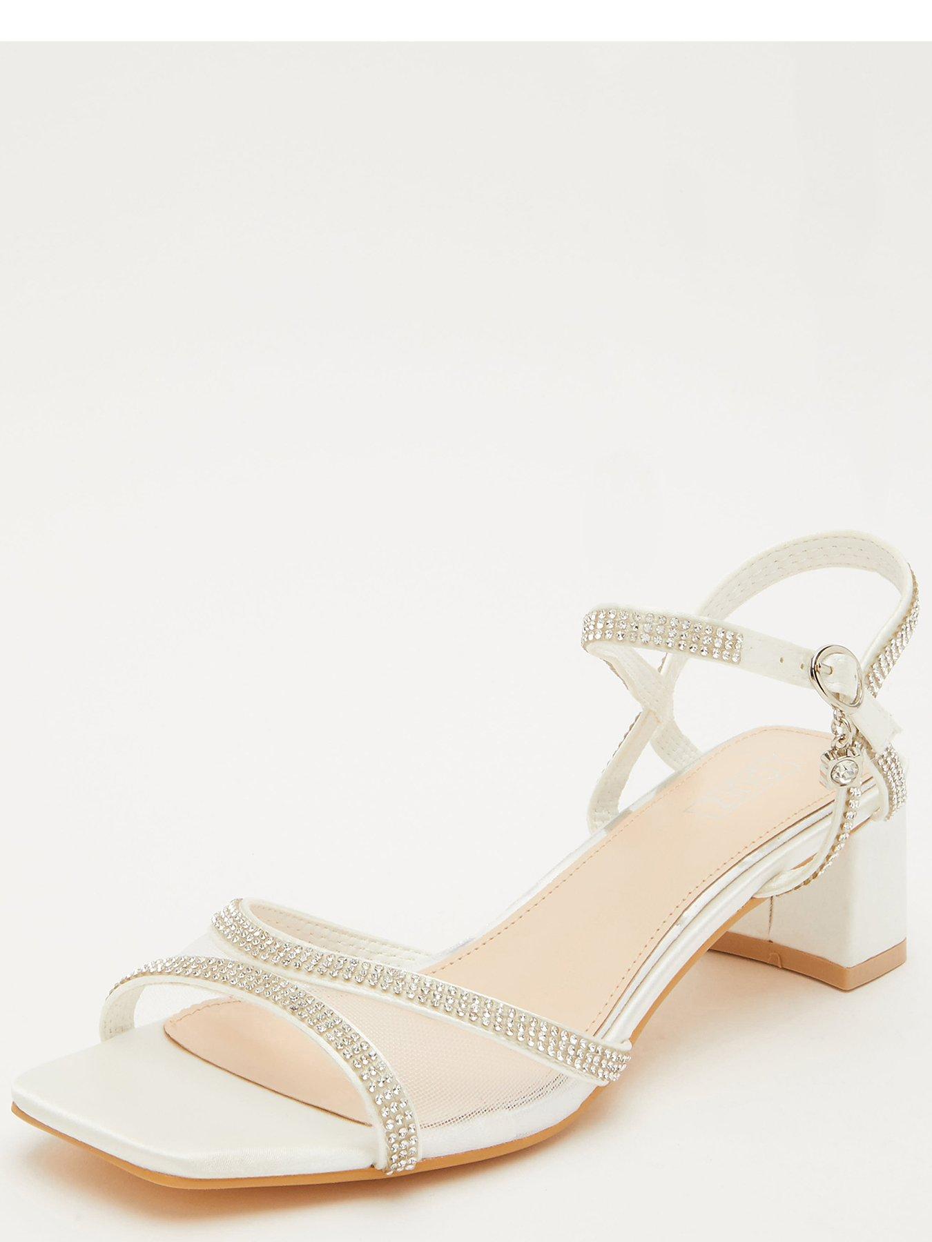 White satin best sale block heel sandal