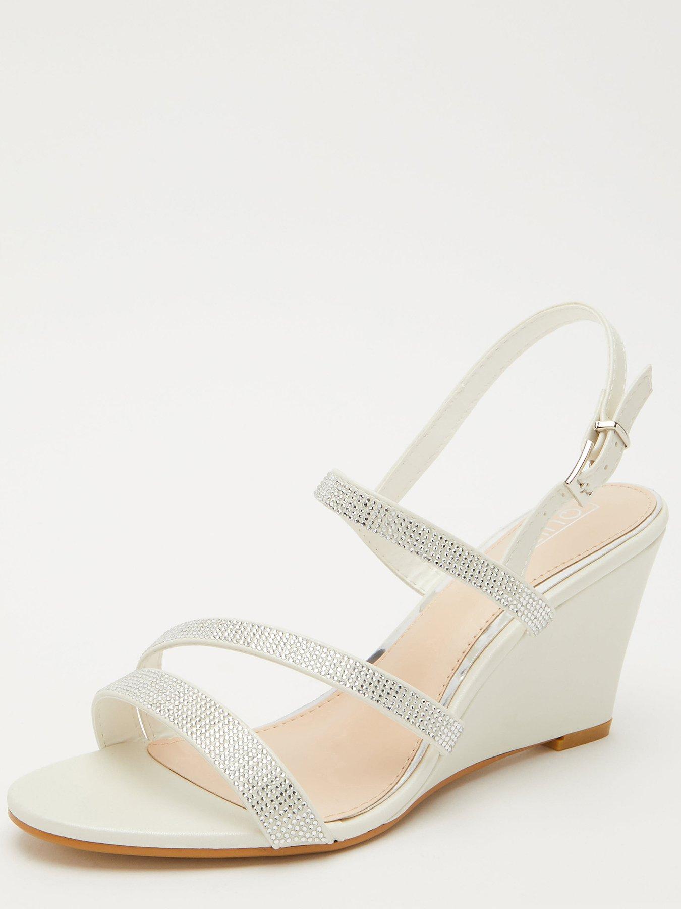 white diamante wedges