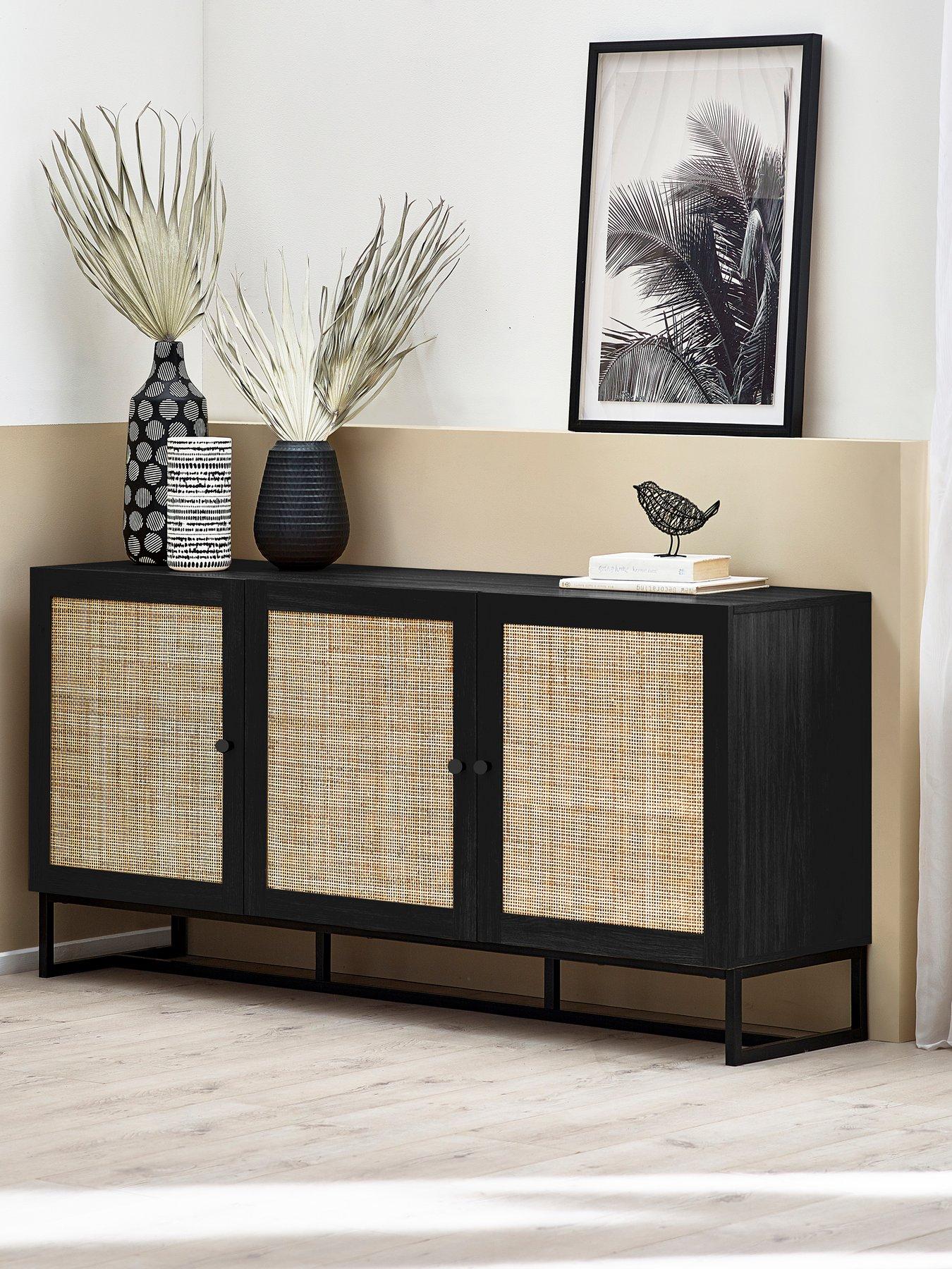 Product photograph of Julian Bowen Padstow 3 Door Sideboard - Black from very.co.uk