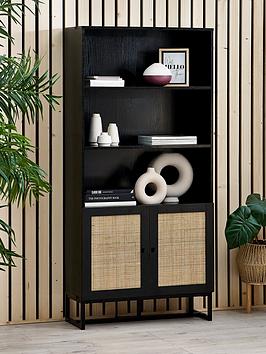 Product photograph of Julian Bowen Padstow Tall Storage Bookcase - Black from very.co.uk