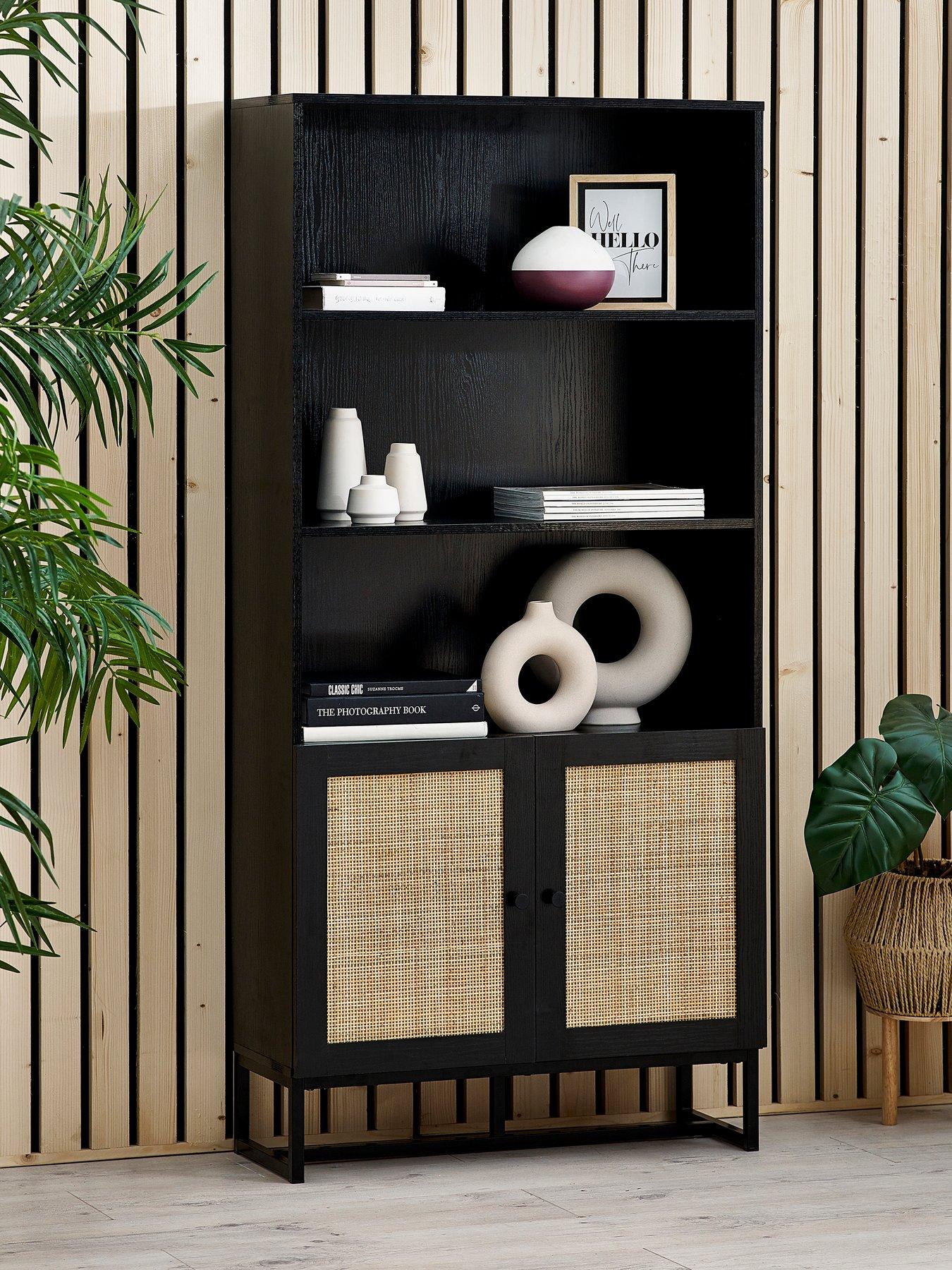 undefined Padstow Tall Storage Bookcase - Black