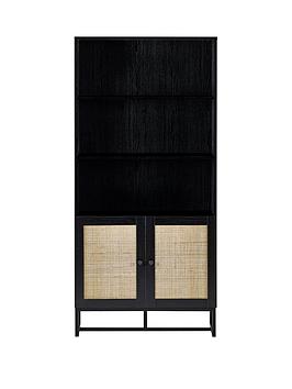 Product photograph of Julian Bowen Padstow Tall Storage Bookcase - Black from very.co.uk