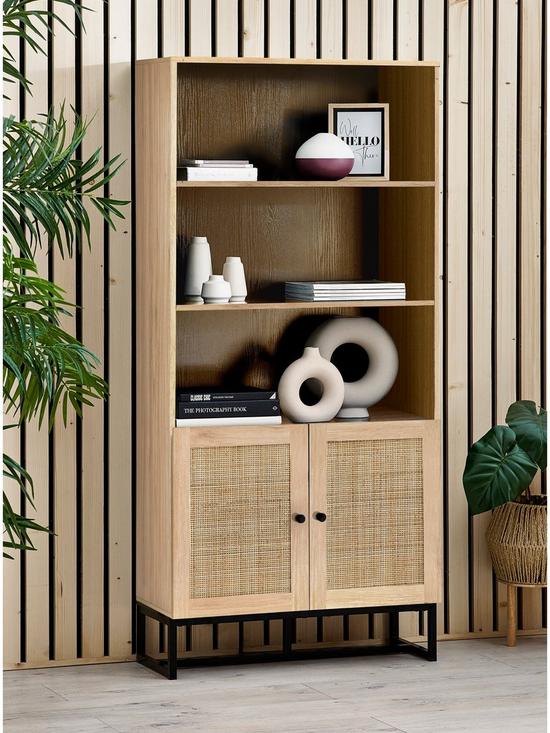 front image of julian-bowen-padstow-tall-bookcase-oak
