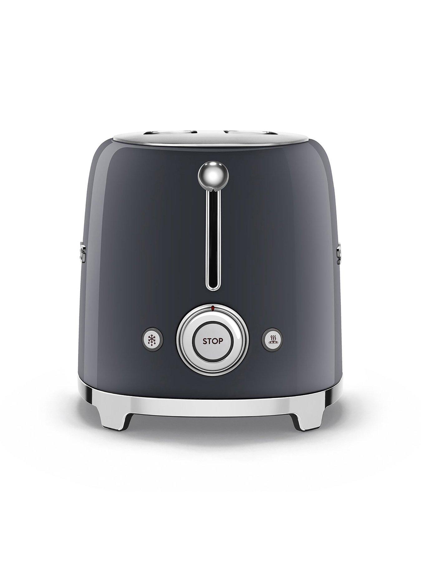 Smeg TSF01 Retro Style Slice Toaster, 950W Slate Grey Very
