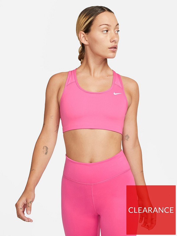 Nike Swoosh Medium Support Bra - Pink/White