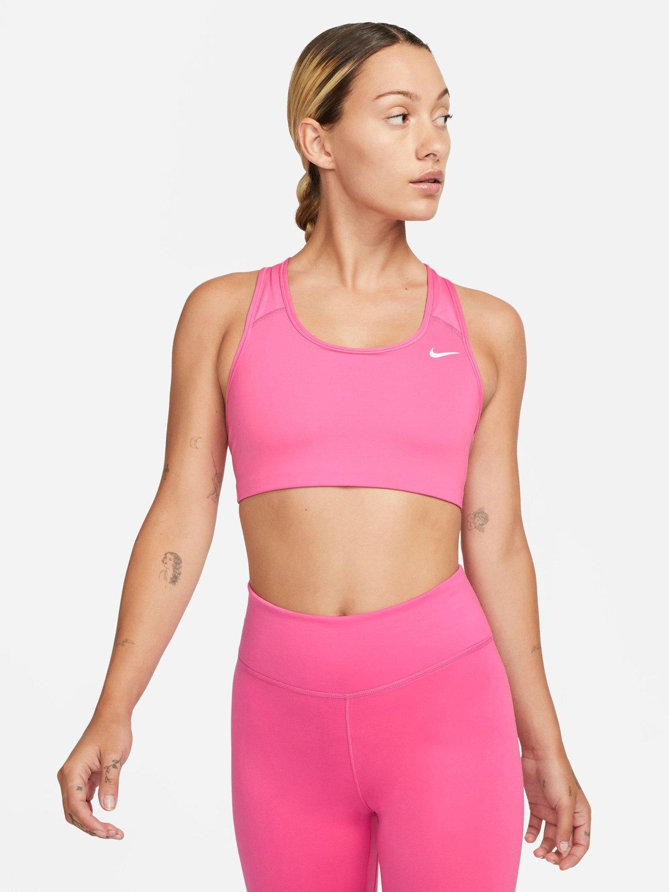 Nike Training Futura swoosh medium support sports bra in white