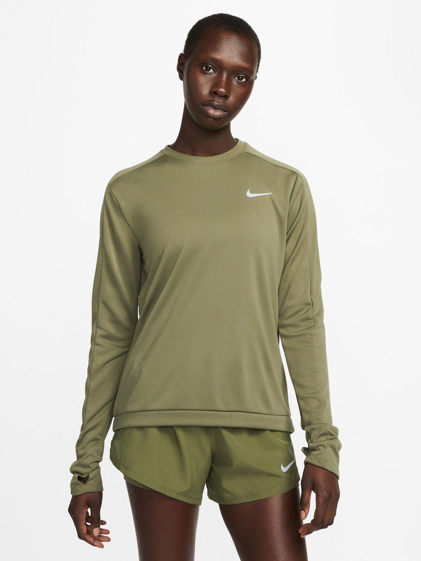 Nike Dri-FIT Pacer Long Sleeve T-Shirt - Green | very.co.uk