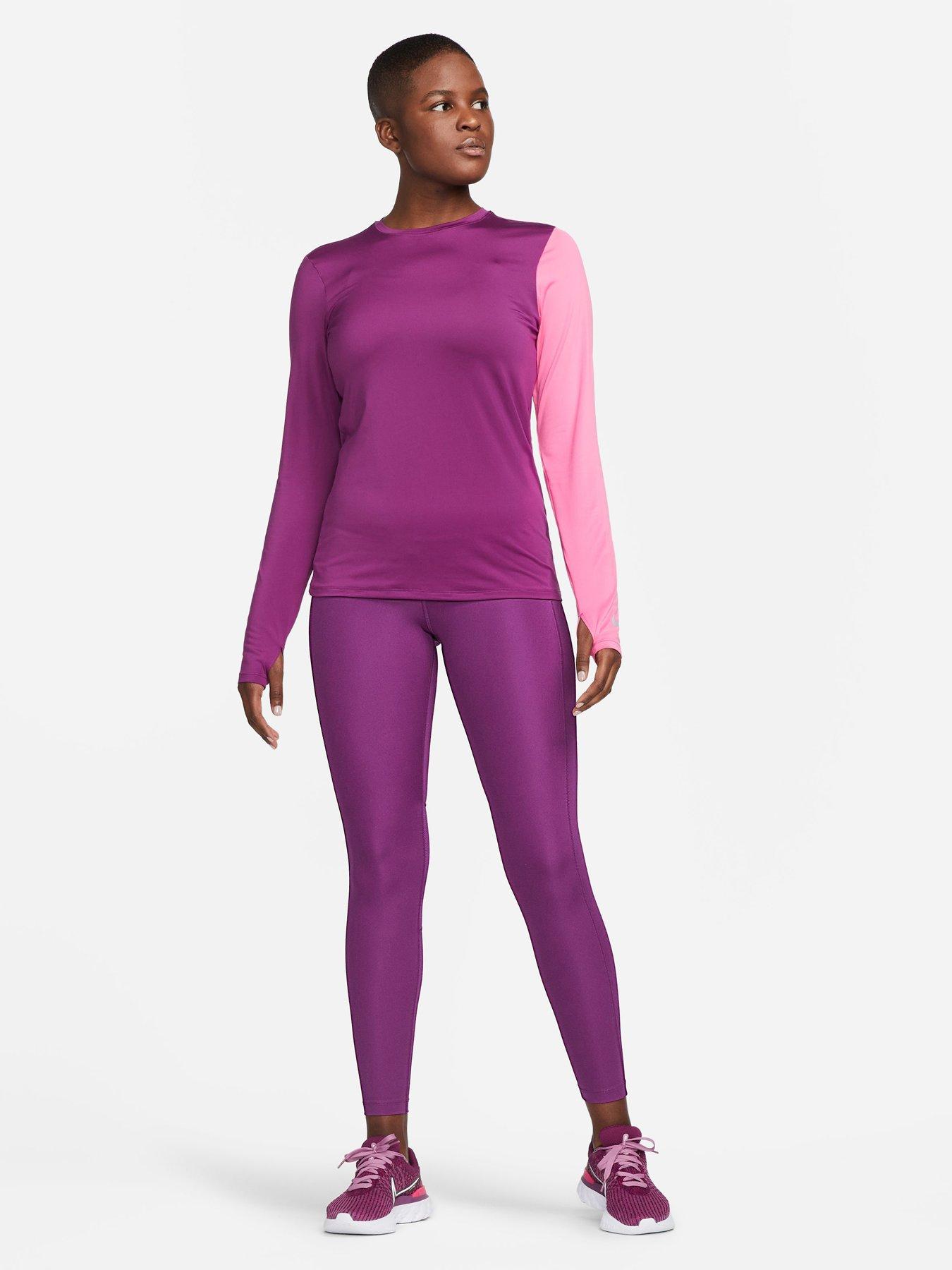 Nike Pro Leggings Dri Fit Small Purple Yellow Compression Capri 3