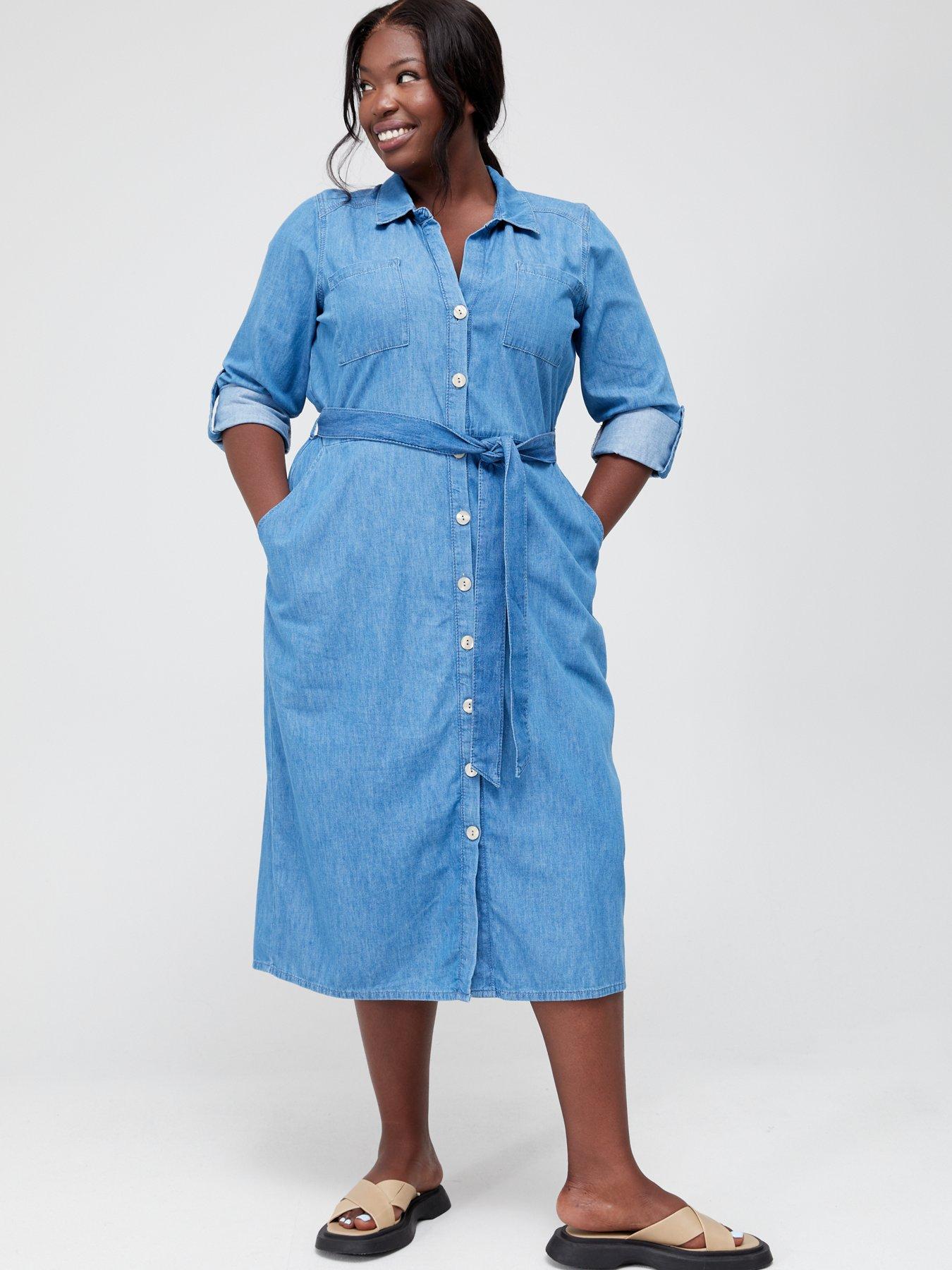 Plus size best sale jean shirt dress