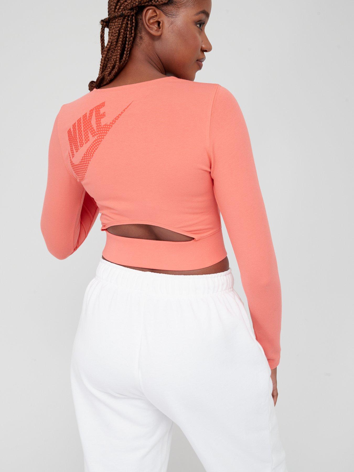 Nike all over print shop long sleeve crop top