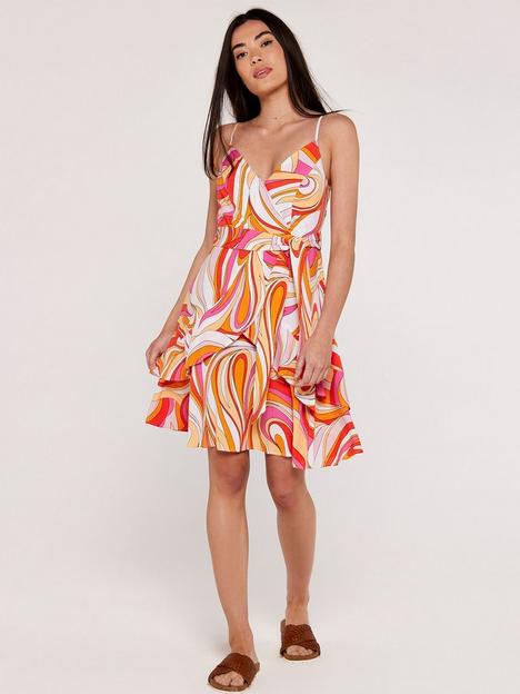 apricot-swirl-ruffle-cami-dress