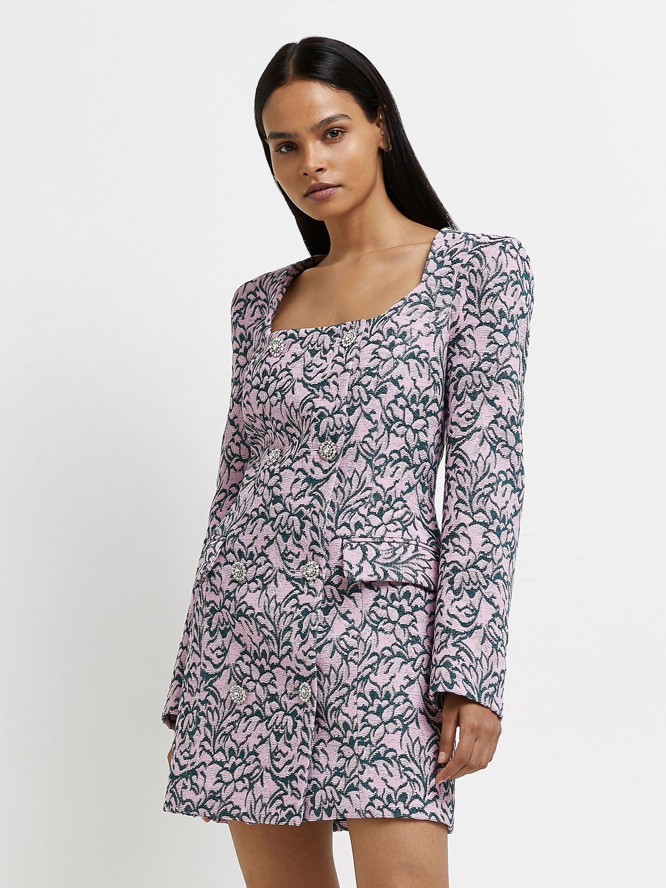 river island pink blazer dress