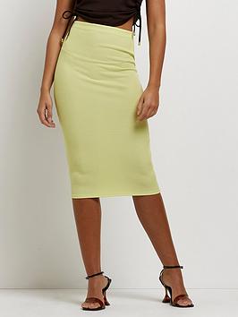 River Island Knitted Midi Skirt - Lime, Lime, Size 6, Women