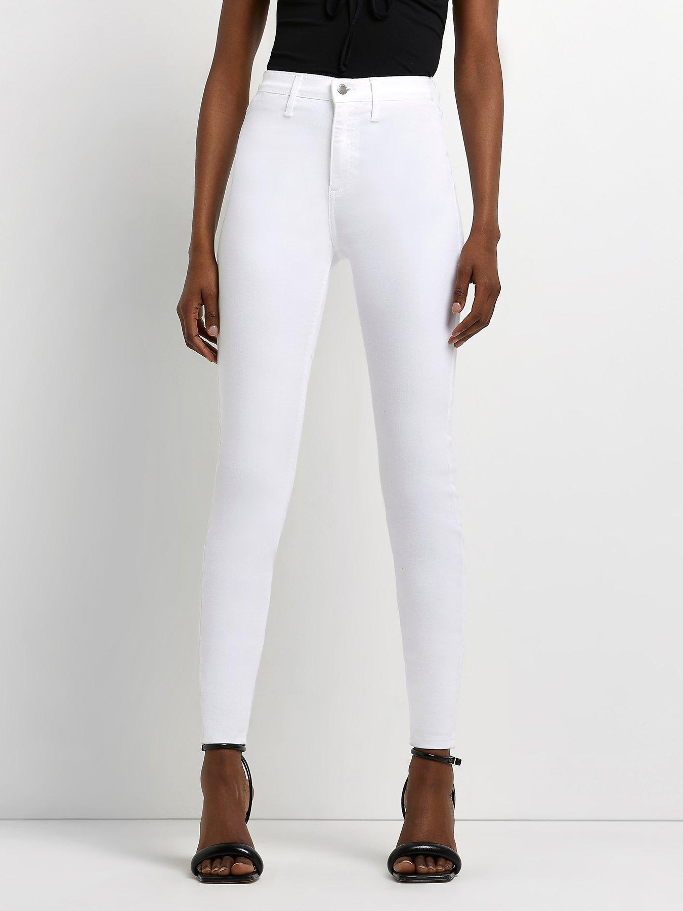 Super high sale rise white jeans