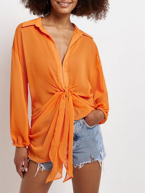 river-island-sheer-knotnbspfront-shirt-orange