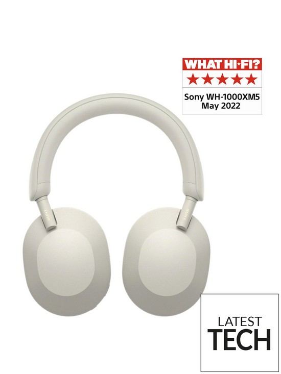 stillFront image of sony-wh-1000xm5-noise-cancelling-over-ear-headphones-30-hours-battery-life-optimised-for-alexa-and-google-assistant-with-built-in-mic-silver