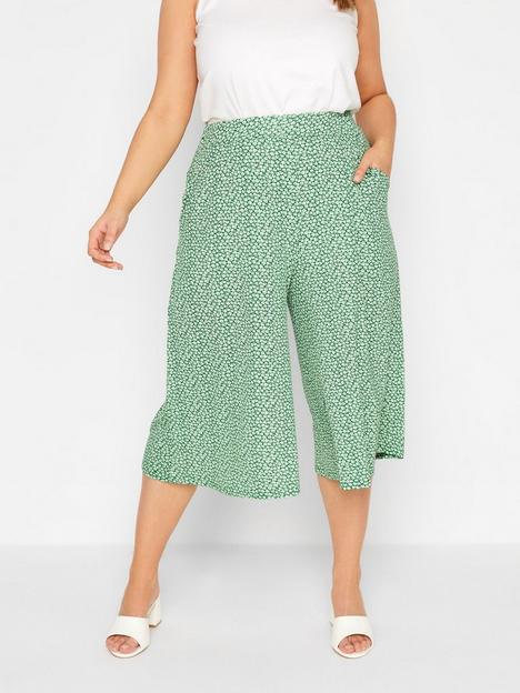 yours-green-ditsy-jersey-pull-on-culotte