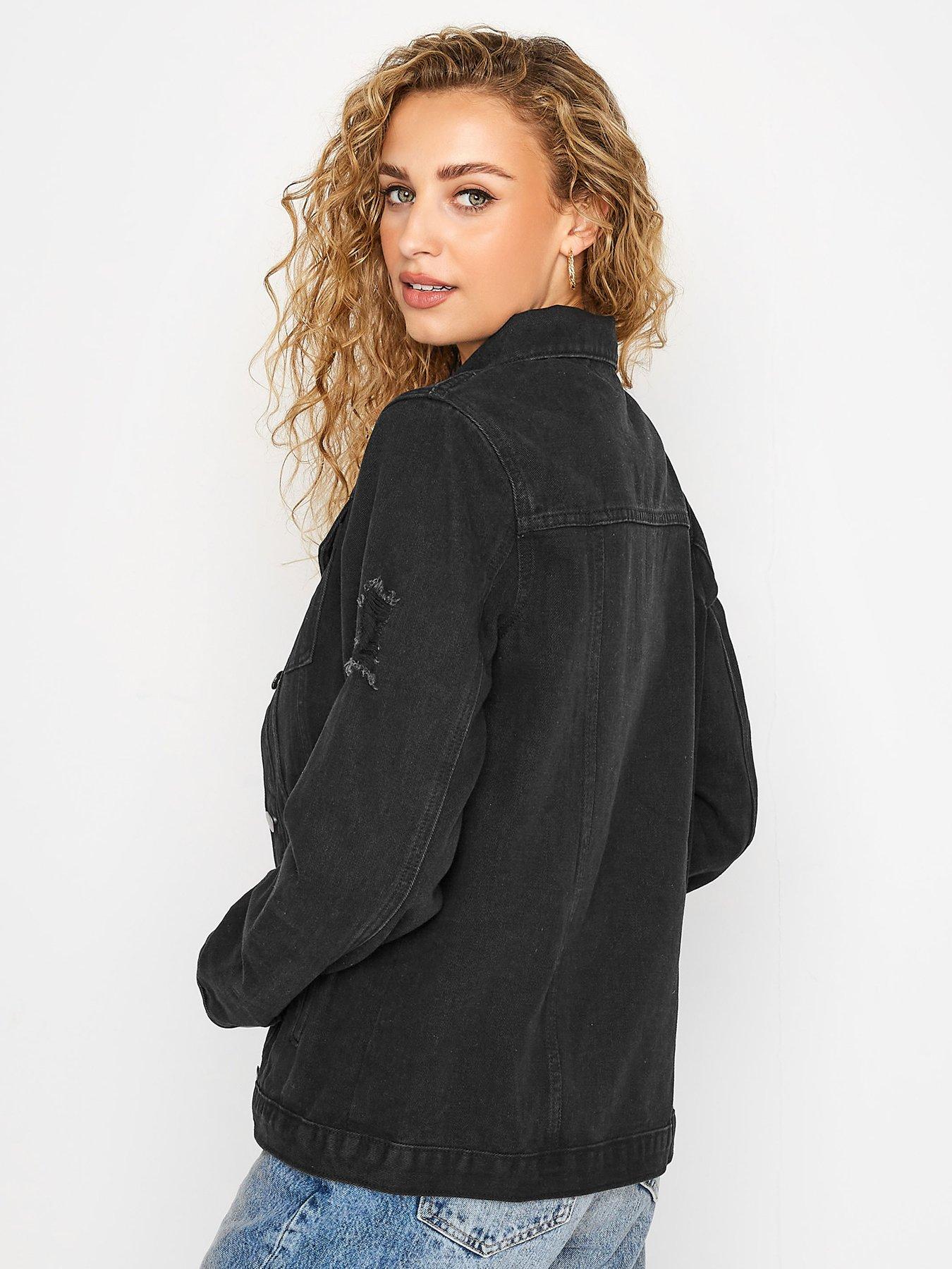 Black jean jacket long hotsell