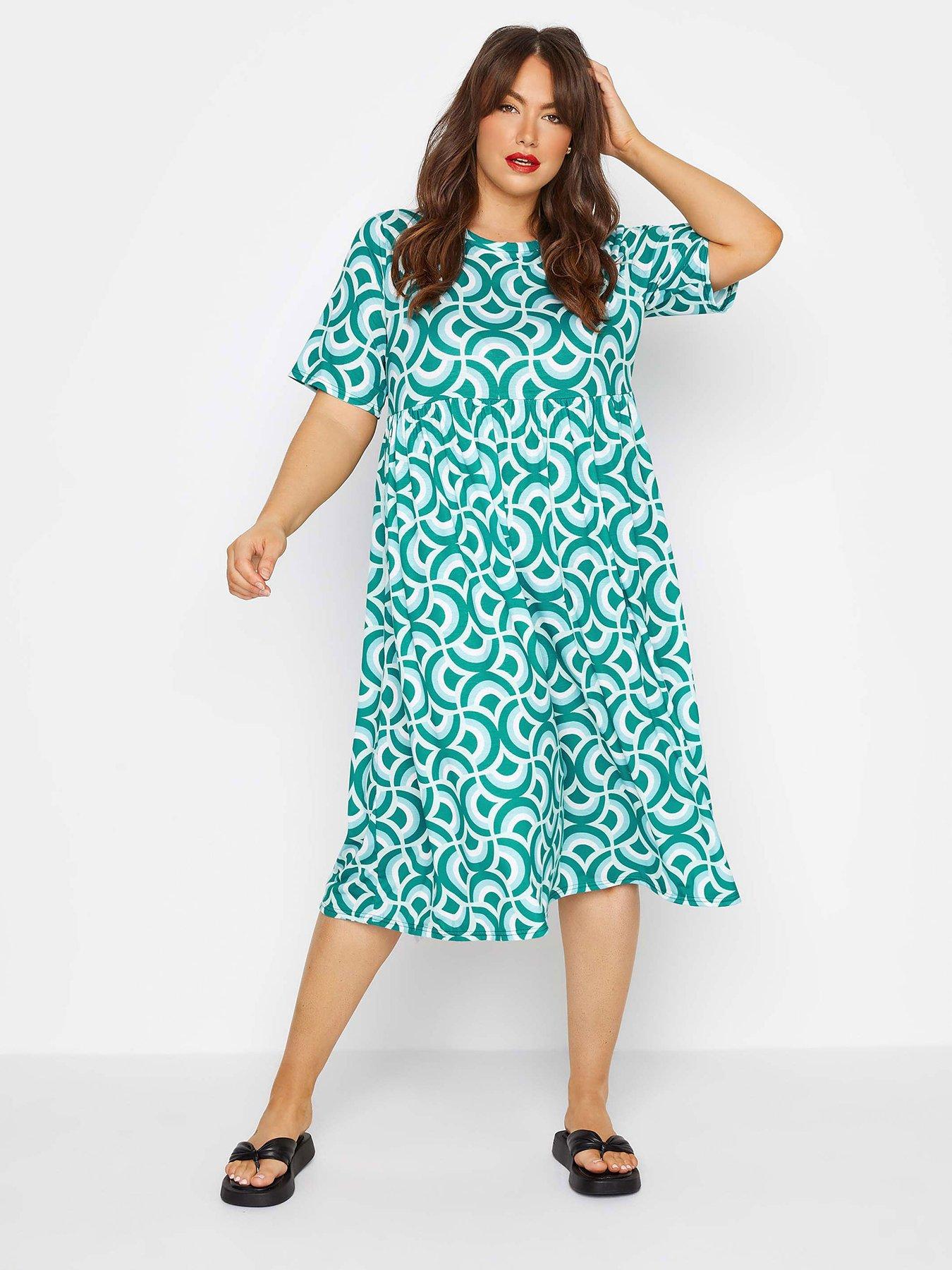 Yours Blue Geo Smock Dress | very.co.uk