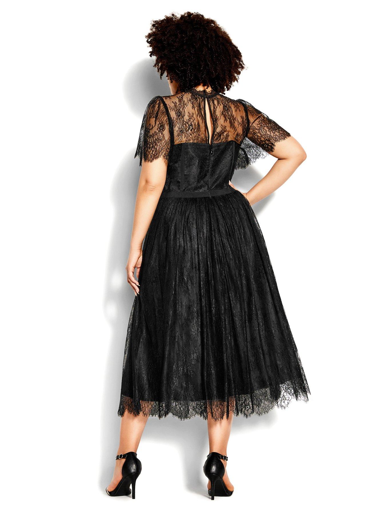 City Chic Black Lace Midi Dress