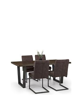 Product photograph of Julian Bowen Brooklyn 180 Cm Dining Table 4 Chairs - Dark Oak from very.co.uk