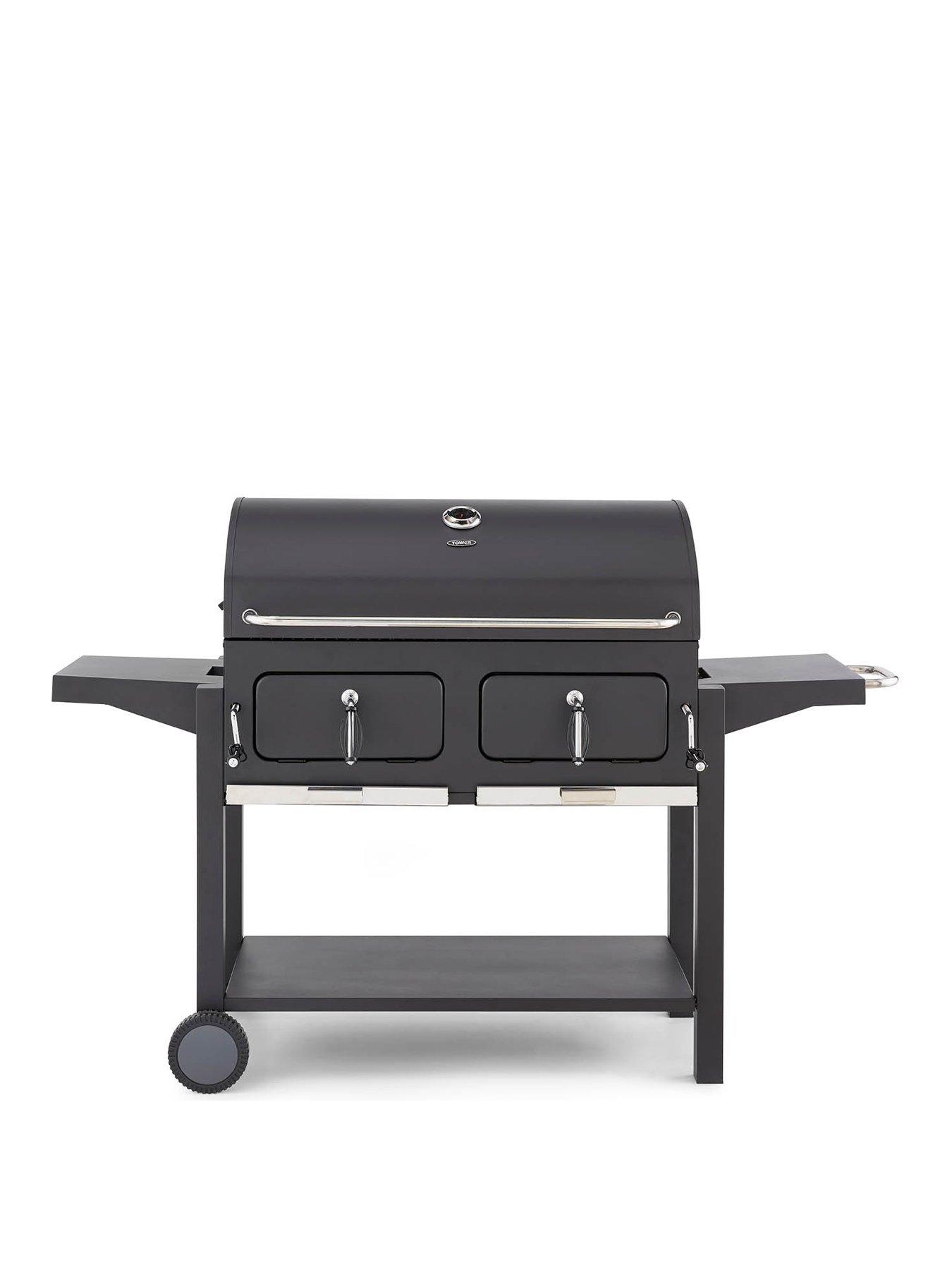Tower Ignite Duo Xl Bbq Grill With Adjustable Charcoal Grill And Temperature Gauge, Black, T978510