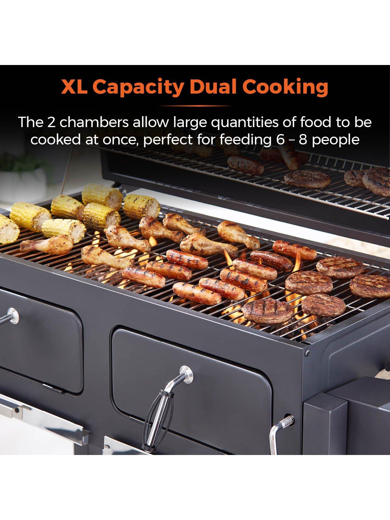 Image 4 of 6 of Tower Ignite Duo XL BBQ Grill with Adjustable Charcoal Grill and Temperature Gauge, Black, T978510