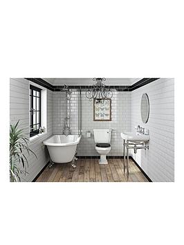 Product photograph of The Bath Co By Victoria Plum Dulwich Freestanding Shower Bath Suite With Black Seat 1500 X 780 from very.co.uk