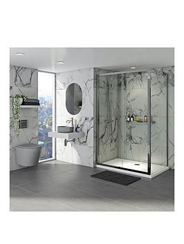 Mode Bathrooms Light Grey Toilet And Basin Suite With Shower Enclosure And Tray