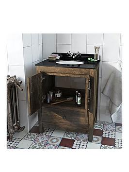 Product photograph of The Bath Co By Victoria Plum Dalston Traditional Floorstanding Vanity Unit With Black Marble Basin 650mm And Toilet With Black Wooden Seat from very.co.uk