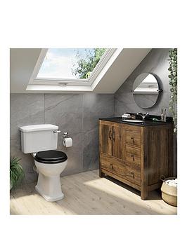Product photograph of The Bath Co By Victoria Plum Dalston Traditional Floorstanding Vanity Unit With Black Marble Basin 900mm And Toilet With Black Wooden Seat from very.co.uk