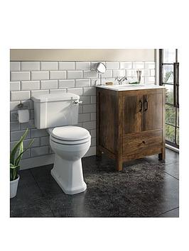 Product photograph of The Bath Co By Victoria Plum Dalston Traditional Floorstanding Vanity Unit With White Marble Basin 650mm And Toilet With White Wooden Seat from very.co.uk