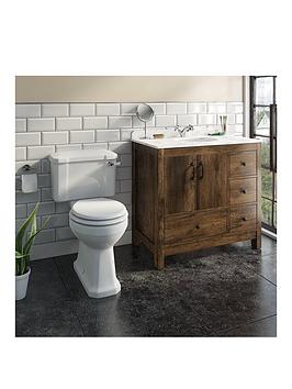 Product photograph of The Bath Co By Victoria Plum Dalston Traditional Floorstanding Vanity Unit With White Marble Basin 900mm And Toilet With White Wooden Seat from very.co.uk