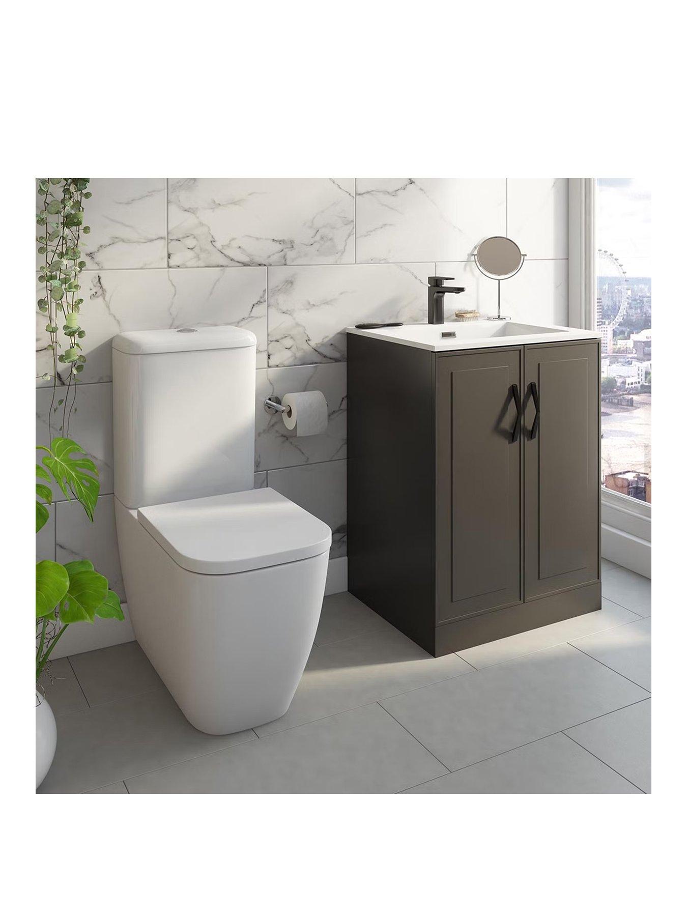 Mode Bathrooms Grey Vanity Unit with Black Handles and Round Close