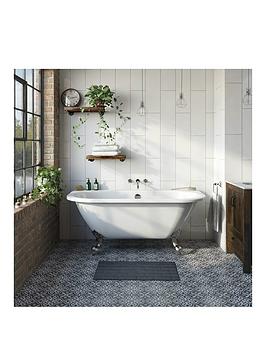 Product photograph of The Bath Co By Victoria Plum Dulwich White Back To Wall Freestanding Bath 1500 X 740 With Chrome Ball And Claw Feet And Waste from very.co.uk