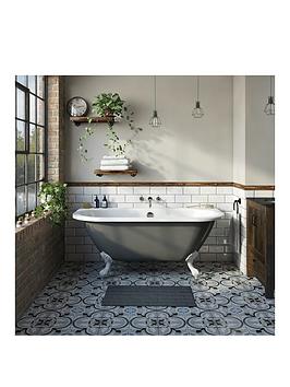 Product photograph of The Bath Co By Victoria Plum Dulwich Grey Back To Wall Freestanding Bath 1500 X 740 With White Ball And Claw Feet And Waste from very.co.uk