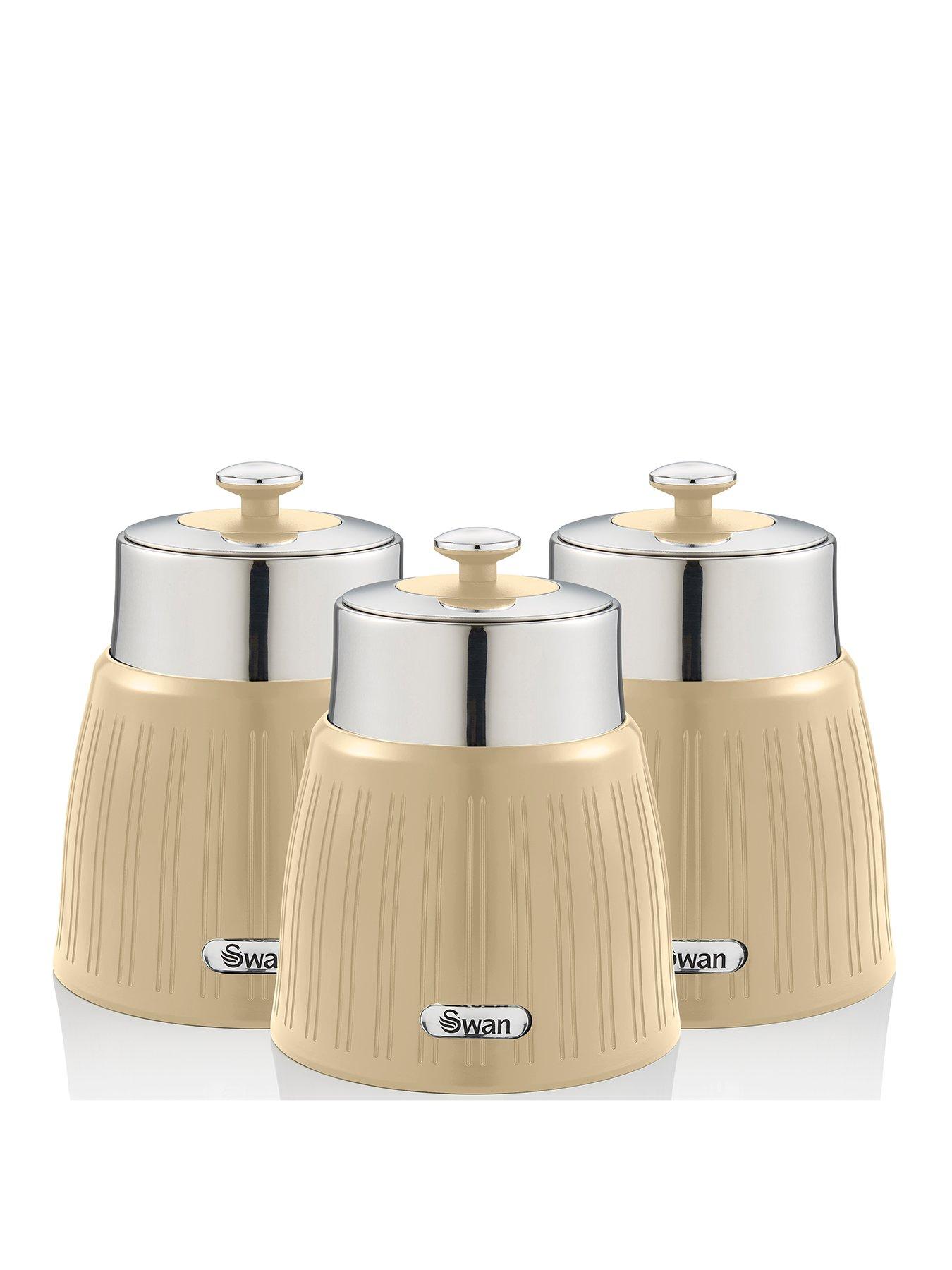 Product photograph of Swan Retro Set Of 3 Storage Canisters Ndash Cream from very.co.uk
