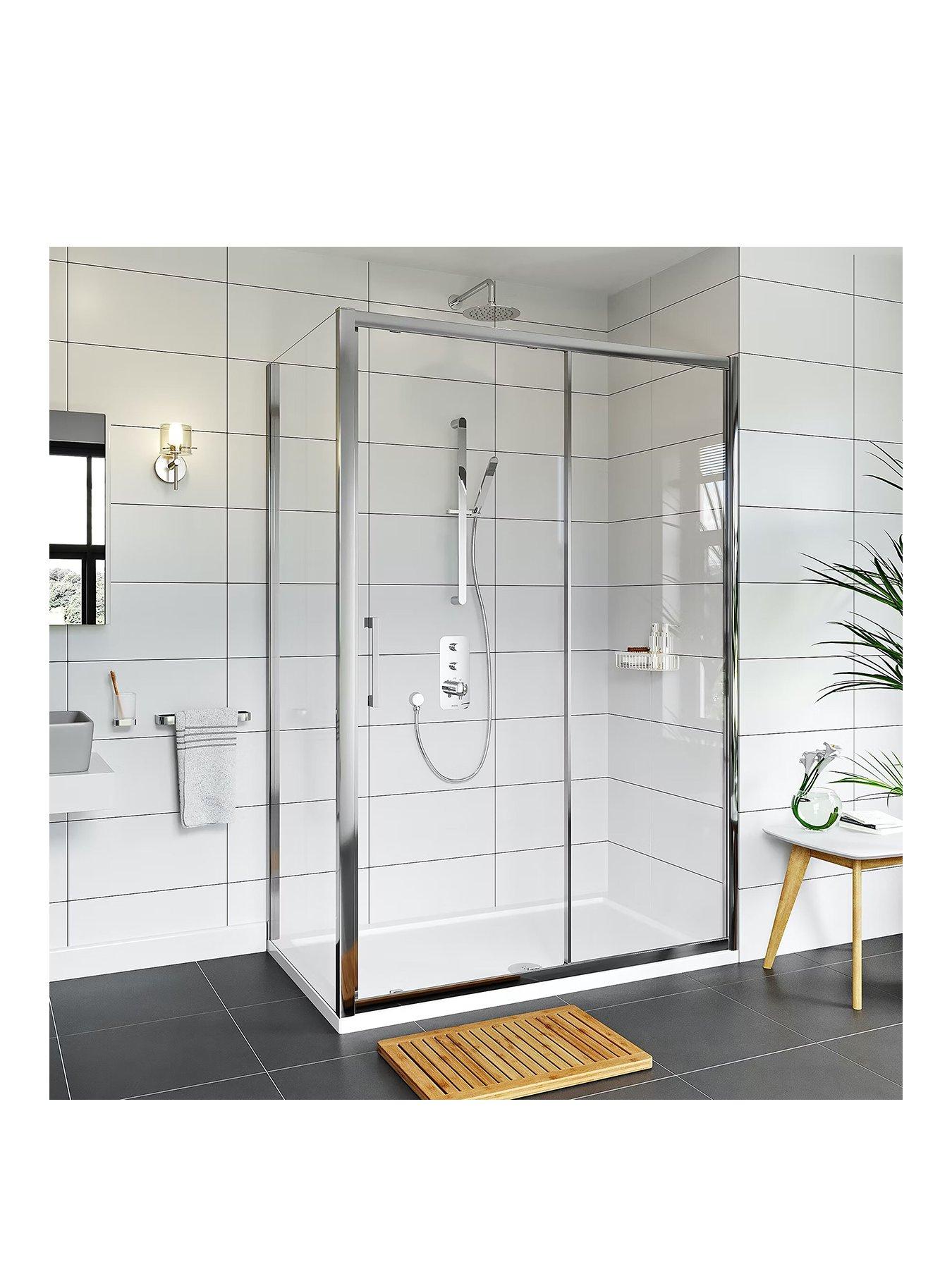 Product photograph of Mode Bathrooms By Victoria Plum Hardy 8mm Sliding Shower Enclosure With Shower Tray And Waste 1600 X 800 from very.co.uk