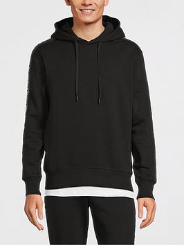 versace jeans couture logo tape overhead hoodie - black
