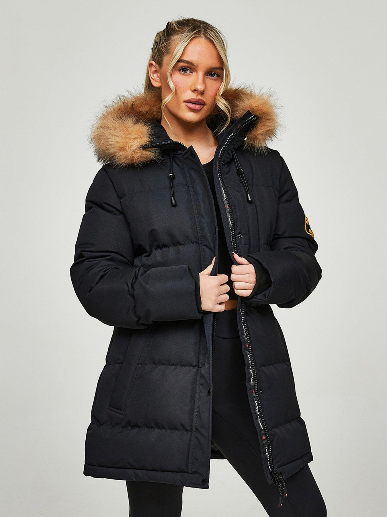Image 4 of 6 of Zavetti Canada Goshawa Padded&nbsp;Parka Jacket - Black
