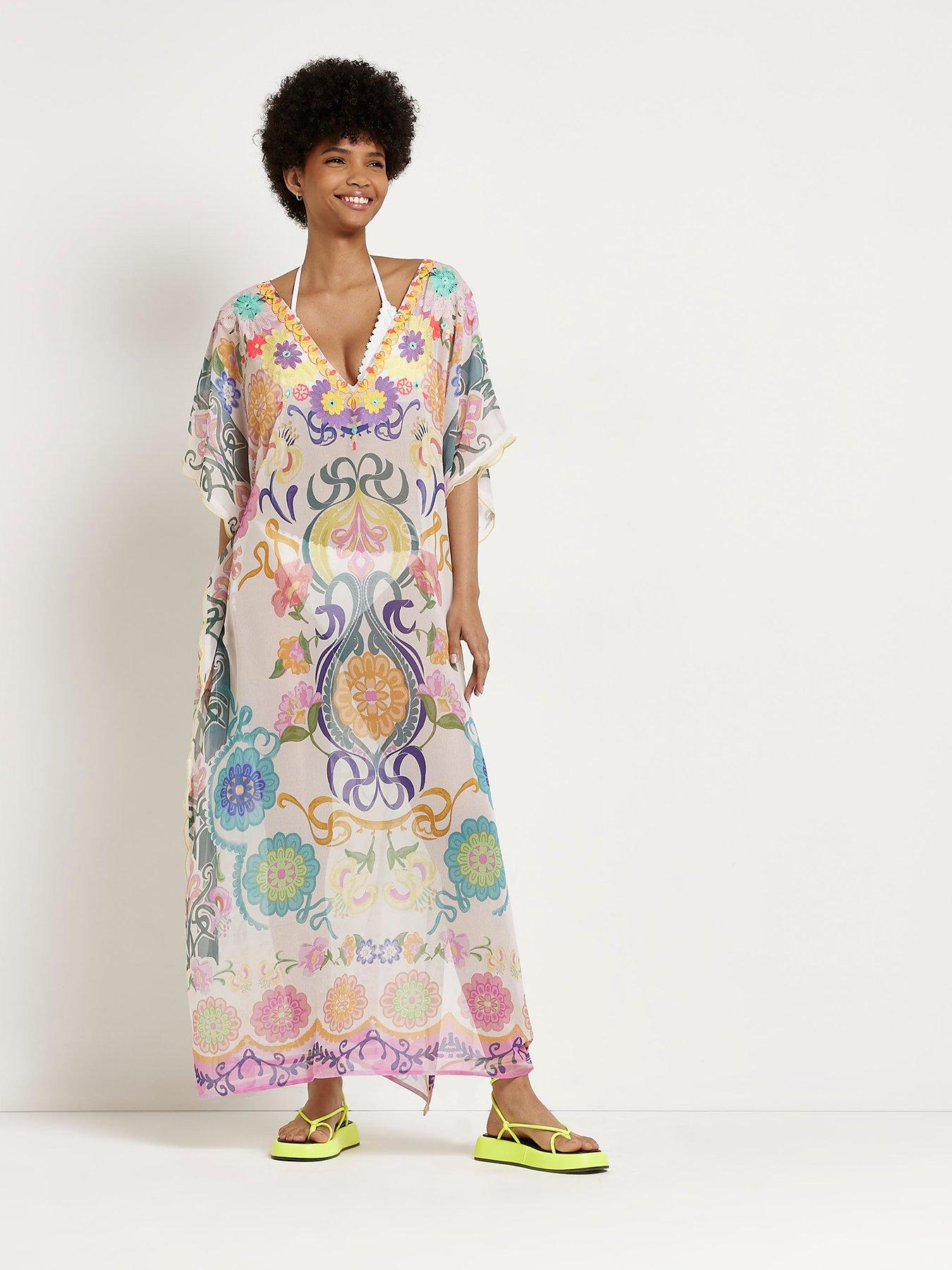 River Island Floral Maxi Beach Dress - Pink | very.co.uk