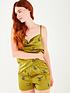  image of chelsea-peers-satin-bee-cowl-neck-cami-amp-short-set-olive