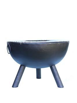 Gardeco Casa Black Steel Fire Bowl 70 Cm Dia, Inc Quality Bbq Grill With Opening