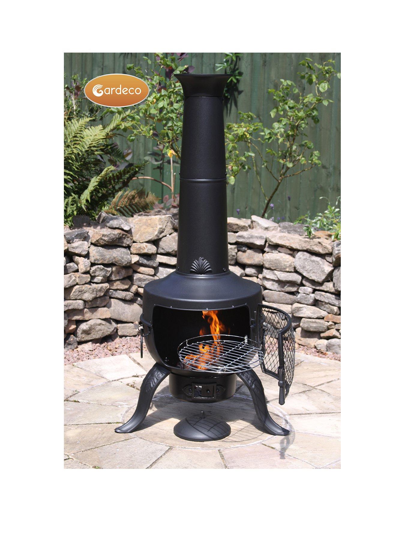 Gardeco Large Tia Chimenea In Black, Inc BBQ Grill | very.co.uk